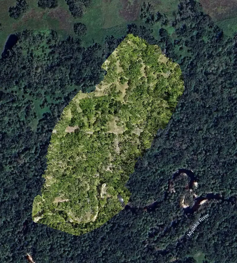 Drone orthomosaic map overlaid on satellite imagery